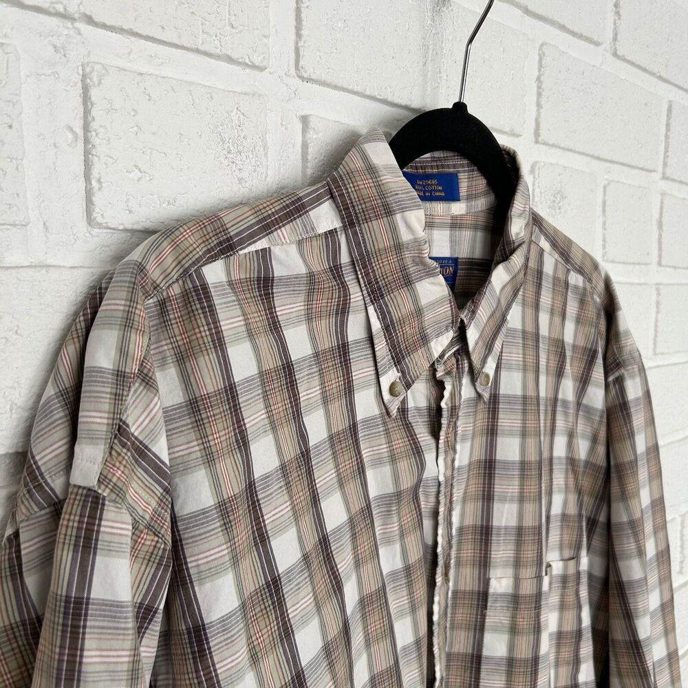Vintage Pendelton Button Up Short Mens XL Plaid Long Sleeve Blue Label Rustic